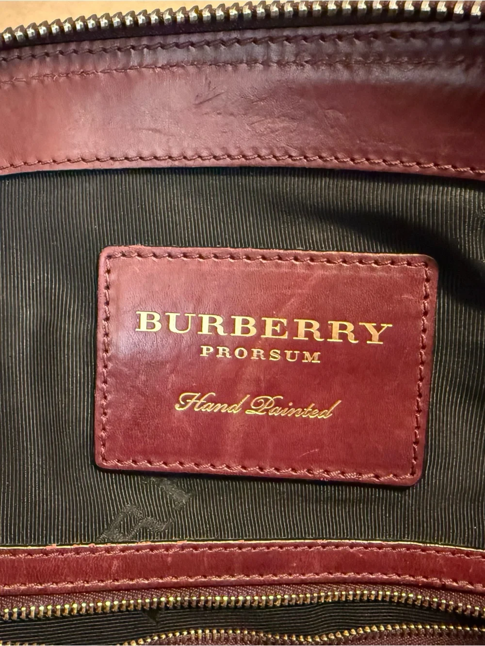 Burberry Red Patterned Canvas & Leather Top-Handle Bag